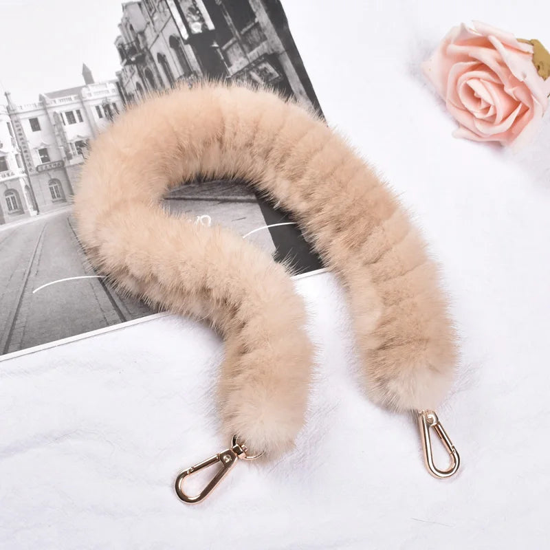 Correa para bolso de piel de visón auténtica