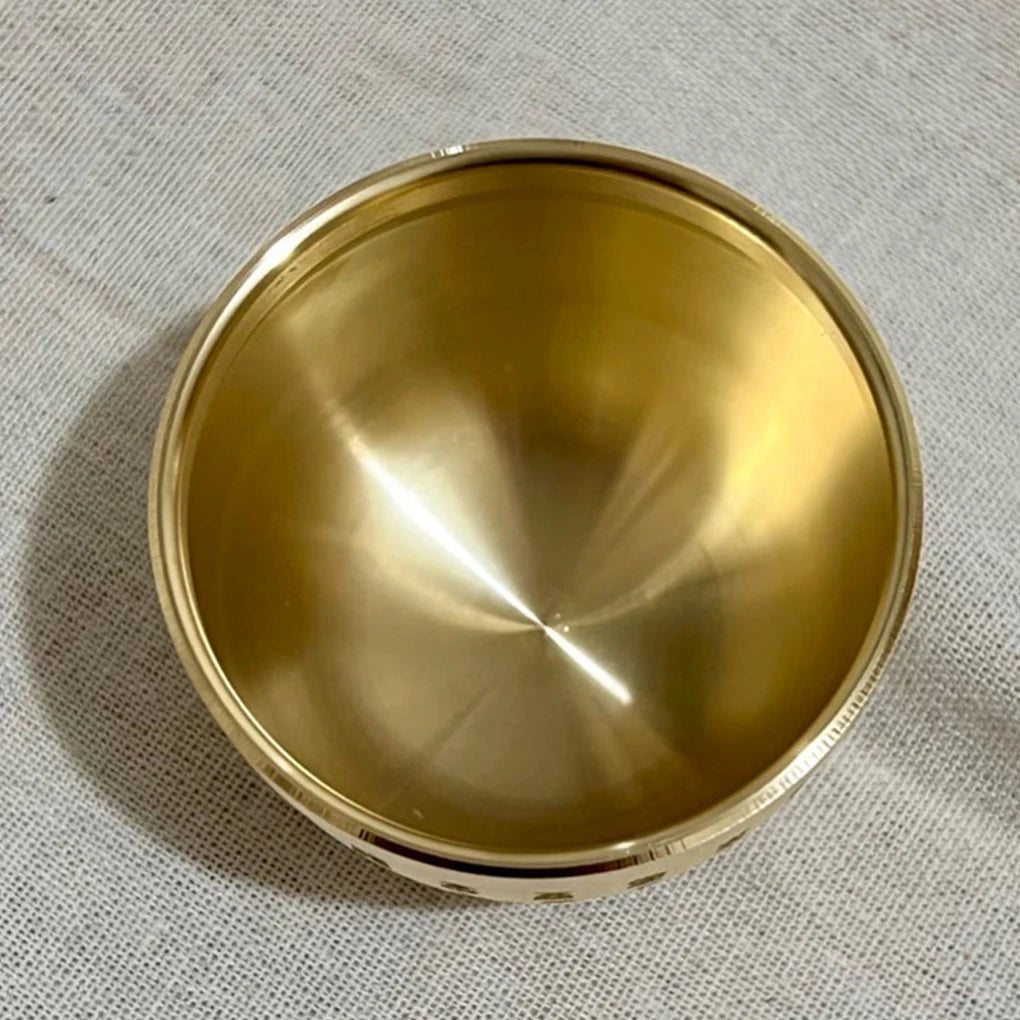 Gold Feng Shui Hundred Blessings Bowl Fine Workmanship Meaningful Gifts Copper Materials Exquisite